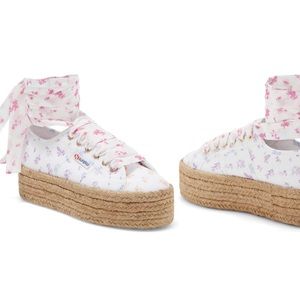 Superga flower printed lace up espadrille